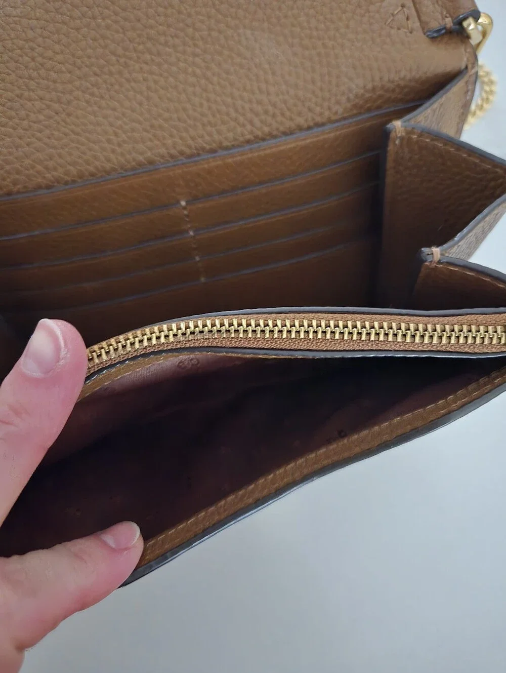 Tory Burch Brown Leather Crossbody with Gold Logo